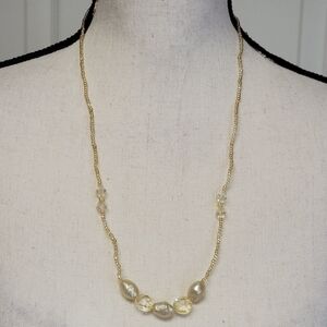 Yellow Beaded Necklace 24" Pearlized Transluscent Seed Beads Handmade‎ Boho